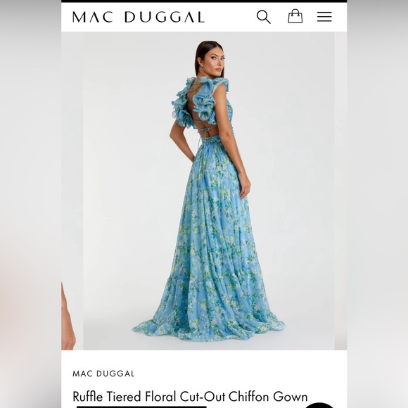 MacDuggal Ruffle Tiered floral cut out Chiffon gown - Picture 5 of 6